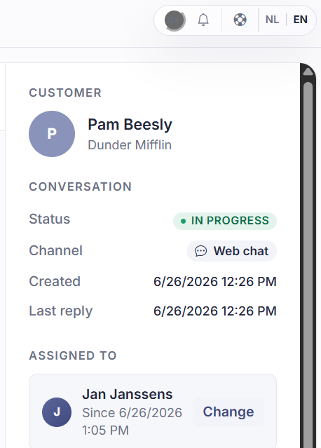 The 'Assigned to' block in the context panel