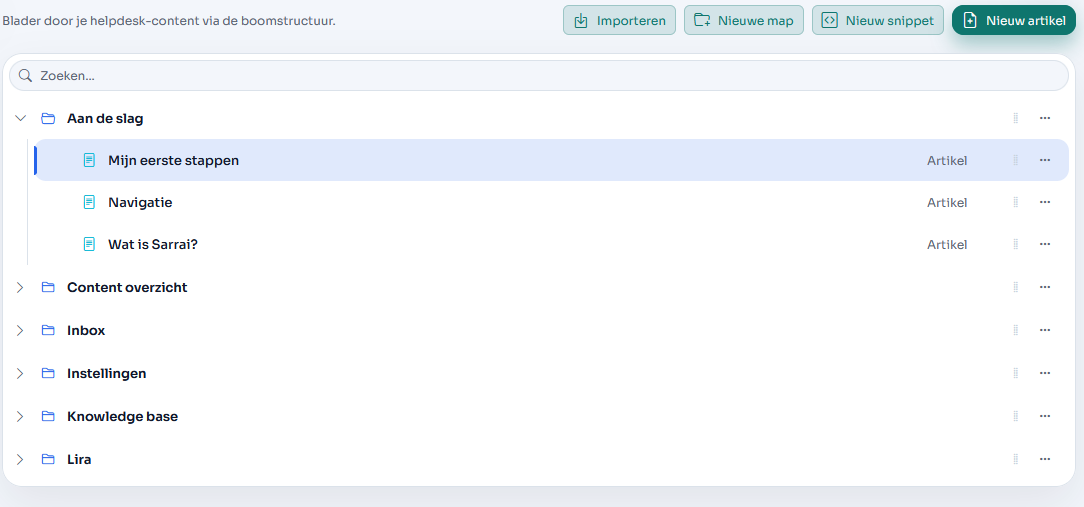 Een voorbeeld van de content-tree