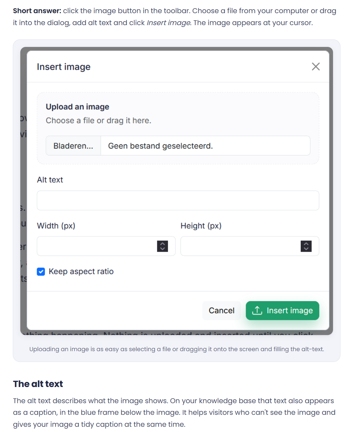 The alt-text is also displayed beneath the image on the public help desk portal.