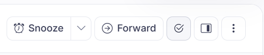 The action buttons at the top of a conversation, with the checkmark to close a conversation.