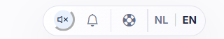 The top bar with on the right the sound icon and the notification bell