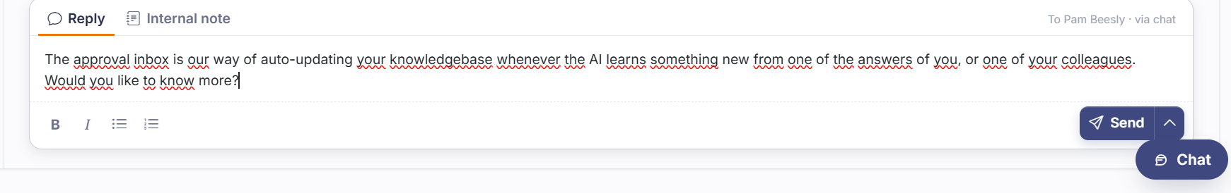 The reply box at the bottom of an open conversation